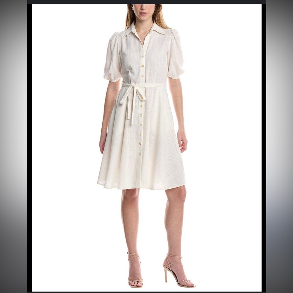 Sharagano Cream Long Sleeve Dress